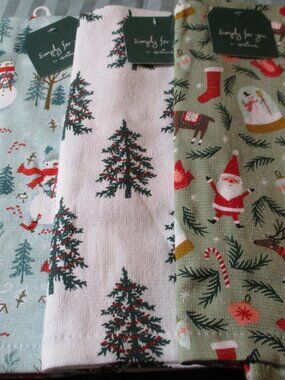 Lot of Three DG Hallmark Christmas Kitchen Towels NWT